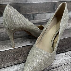 BCBG Shimmering Silver Heels